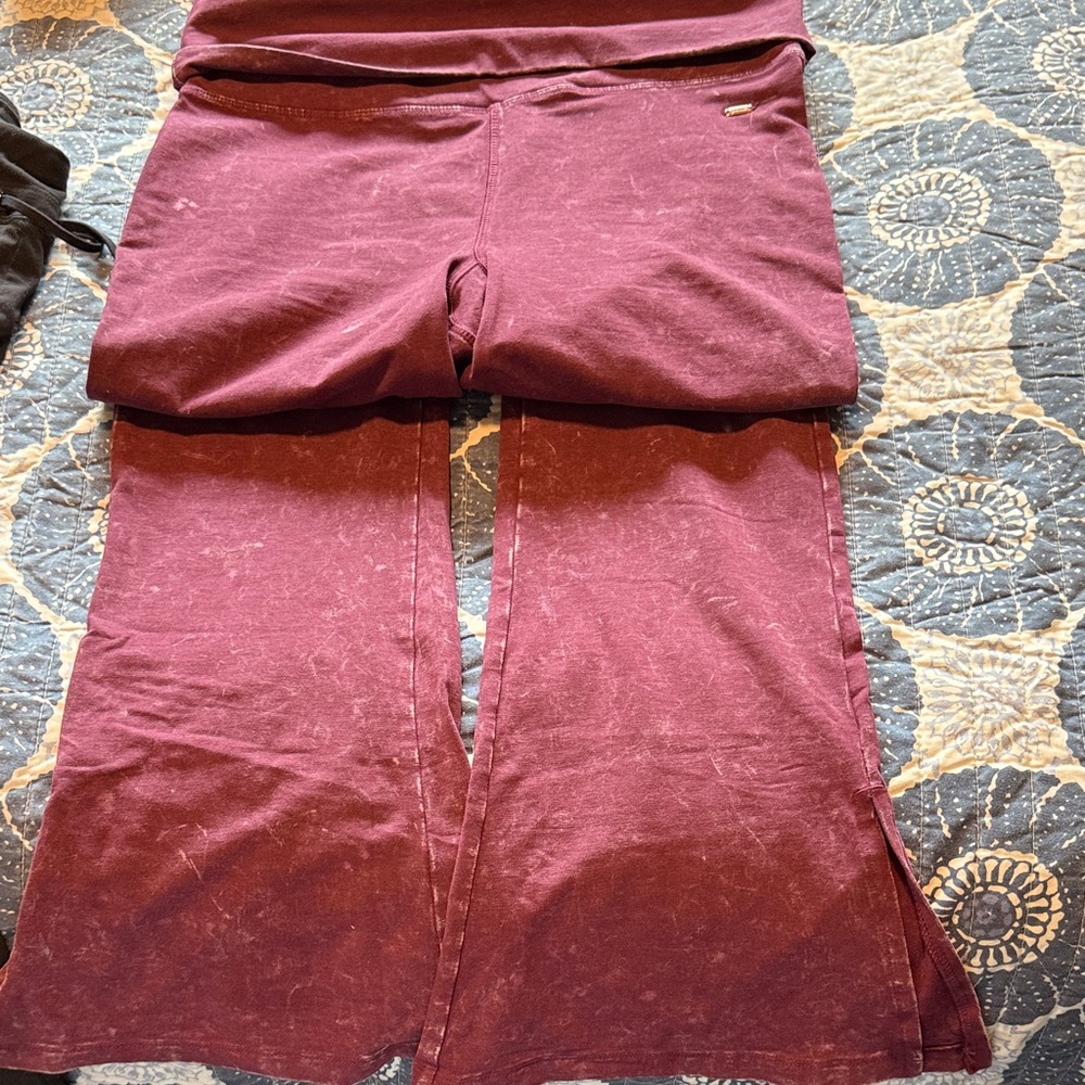 PINK Victoria's Secret Maroon Flare Leggings